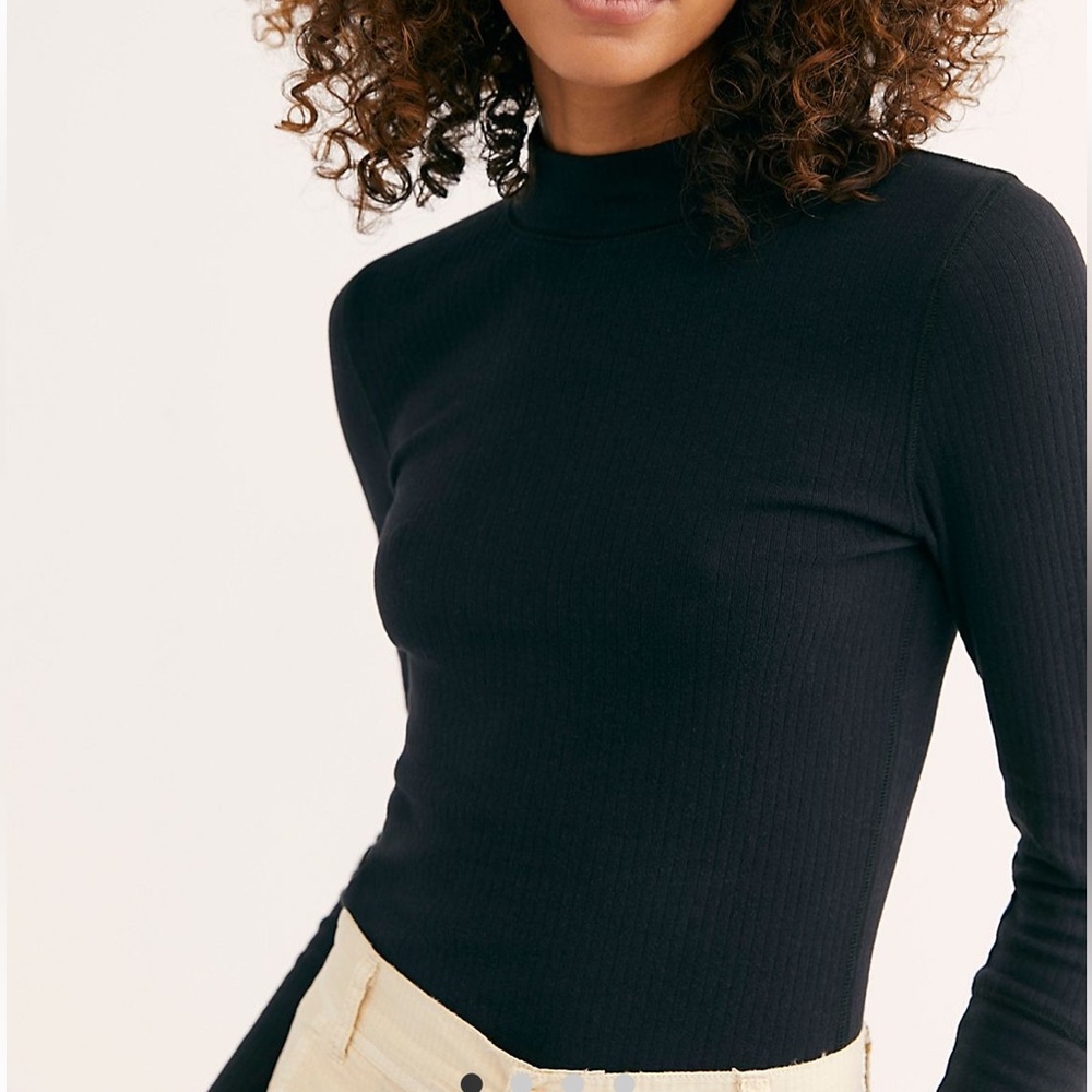 Free People XS Black Ricky Top Intimates Turtleneck